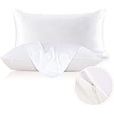 LilySilk 100 Pure Mulberry Silk Pillowcase Cover for Hair with Cotton Underside Charmeuse Hypoallergenic 1pc White Standard 5