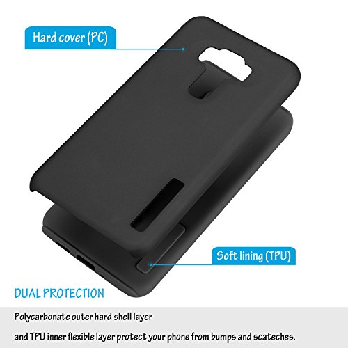 Asus ZenFone 3 ZE520KL Funda  Funda Protectora del H  brido de Doble Capa en Duro PC   TPU Silicona Absorci  n de Impacto y Anti-Ara  azos para Asus ZenFone 3 ZE520KL 5 2  2016  Negro