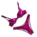 Produktbild Amoyl Damen Bikini Set Hell Leder Sexy Push Up BH Und Hohe Taille Bikinihose String Zweiteilig Bademode Strandmode (Hot Pink, M)