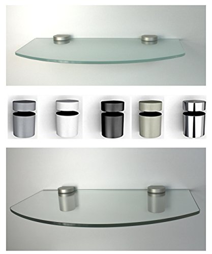 Glasregal 50 cm oval gerundet (konvex), 8 mm stark – Klarglas – Clip BASKET5 silbermatt - 5