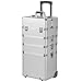 All in 1 Pro Large Aluminium Hairdressing Makeup Vanity Toiletry Storage Nail Case Box Beauty Cosmetics Trolley 4 in 1 (Silver)