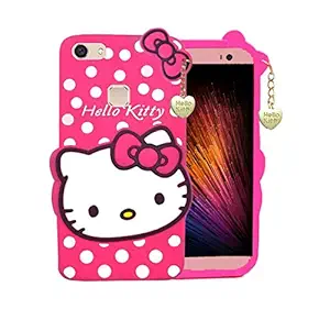 WOOZY Girls Back Cover Hello Kitty Silicon with Pendant for VIVO V7 Plus