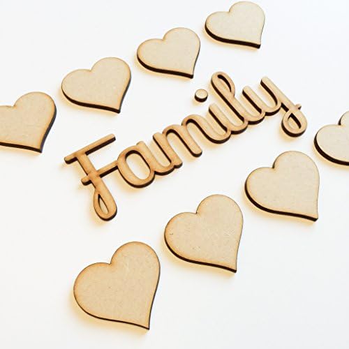 Wooden MDF Family Script - Pack Of 2 - For Family Tree Decor - With Hearts &amp; Family