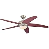 72564 Bendan One-Light 132 cm ventilatore a soffitto per interni a cinque pale, finitura in peltro nero con vetro opalino eff