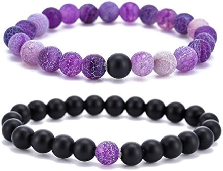 Distance Bracelets Strong Elastic Friendship Relationship Lovers Bracelets His &amp; Hers 8mm Beads Couple Bracelets