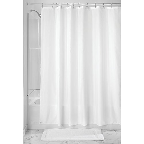 mDesign Duschvorhang Anti-Schimmel – 180 cm x 200 cm – schlichter Dusch- & Badewannenvorhang – Duschvorhang wasserabweisend – 12 verstärkte Metallösen – Farbe: weiß - 2