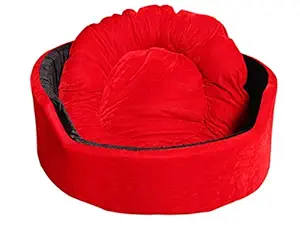 Jerrys Pet Products Soft Dual Round Dog/Cat Bed (Large, Red-Black)