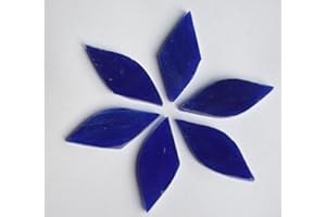 BAZARE MASUD E.K. 6 St. Tiffany Glas Blattform dunkelblau a 4x1,5cm, ca. 12g.