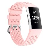 BZLine Armband | Neue Mode Sport Atmungsaktive Silikon Uhrenarmband | Für Fitbit Charge 3 Gesundheits und Fitness-Tracker | Handgelenkgröße: ca. 130mm - 210mm | 6 Farben, 2 Größen
