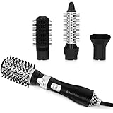 Navaris Brosse à cheveux électrique - Brosse soufflante chauffante lissante céramique avec 4 embouts anti-brûlure - Sèche-cheveux boucle brushing