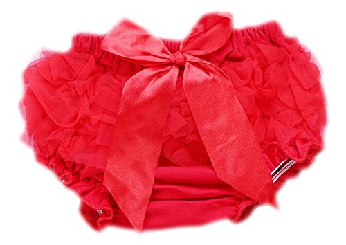 October Elf Baby Girl's Briefs Chiffon Cotton Ruffle Bloomer Diaper Cover (S(0-6M), Red)