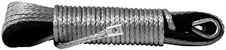 Comily Plus+ Strong Durable 1/4 x 50' 6400Lbs UHMWPE Basic Car Winch Rope with Thimble Sheath and Hook-Grey Color
