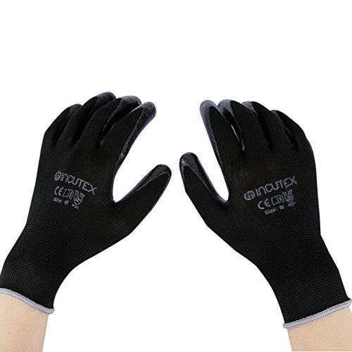 Incutex 12er Set Arbeitshandschuhe Montagehandschuhe Nylonhandschuhe Bauhandschuhe mit Nitrilbeschichtung Gr. M - 4