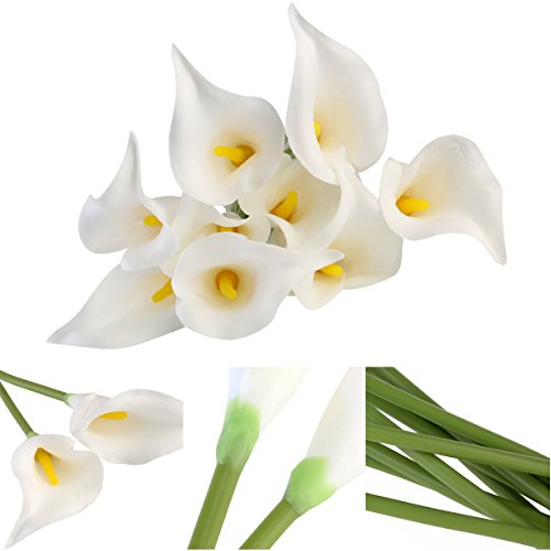 ULTNICE 10 Stücke Weiche PU-künstliche Blume Calla-Blumen-Anlage für Hochzeits-Ausgangsdekoration-Weiß - 7