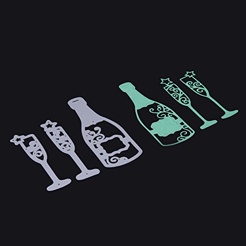 Amazingdeal365 3 PCS Weinglas Metall Form Schablonen Schneiden DIY Dekor Sammelalbum Karten Buchzeichen Lesezeichen als Geschenk für Freunde Geburtstag Kinder,Kindergarten Hobby Schule Handarbeit Unterricht usw. Ein tolles Geschenk! - 6