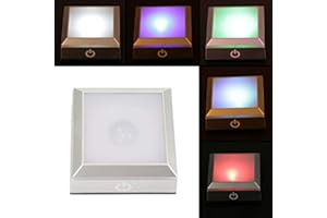 HEEPDD LED Display Base, Bunter Kristall ständer Halter für 3D Kristall glas Art.-Nr.(Rechteckig, 4 LEDs, USB und Batterie)