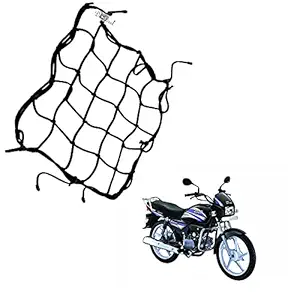 Dhe Best Bike Universal Strong Bungee Net/Seat Jali Motorcycle Bike Helmet Holder 6 Hooks Cargo0 Net Black Compatible with Hero Splendor Plus