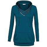 Aberimy Ausverkauf Damen Hoodie Sweatshirt Lange Ärmel Langarm Fashion Einfarbig Uni Riemchen Knopf Tuniken Bauchfrei Kapuzenpullover Casual Pullover Blusen Shirt Top