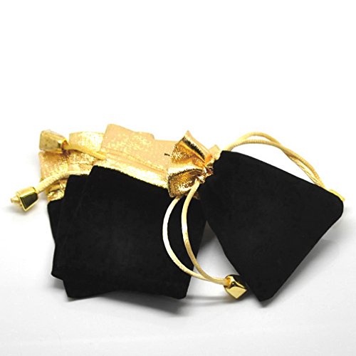 Souarts Schwarze Samtsäckchen mit goldenen Rand 10 Stück - 3