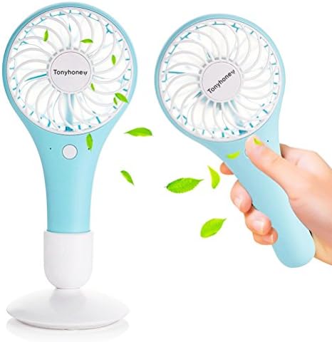 TONYHONEY Mini Handheld Fan, Battery Operated Hand Fan Portable Pocket Fan Small Electric Fan for Travel Home Office Outdoor Camping (Macaron Blue)