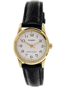 Casio Damen-Armbanduhr Analog Leder schwarz Quarz LTP-V001GL-7BUDF