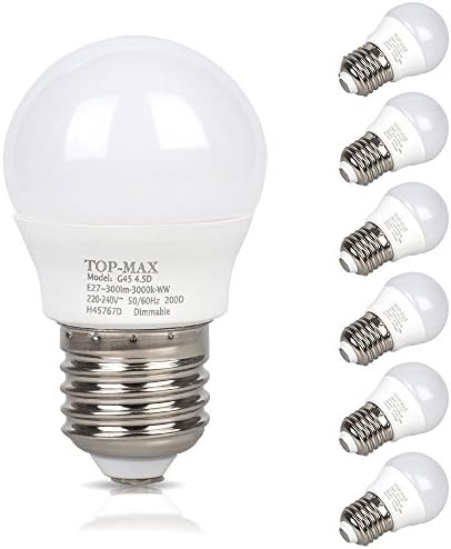 Pack Of 6 4.5W E27 Globe Golf Ball LED Bulb 30W Halogen Bulbs Equivalent 3000K Warm White 320 Lumen Dimmable 200 Beam Angle Energy Saving Lamp Indoor Dining Living Reading Room Lighting