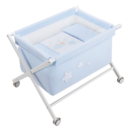 Petit Praia Crossed Wooden Bassinet (Baby Celeste)