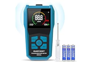 Medidor de Humedad Pared, DURFICST Medidor de Humedad Paredes, Medidor de Humedad sin Aguja con Función de Alarma, Utilizado para Medir Paredes, Madera Blanda, Madera Dura y Otros Materiales(AZUL)
