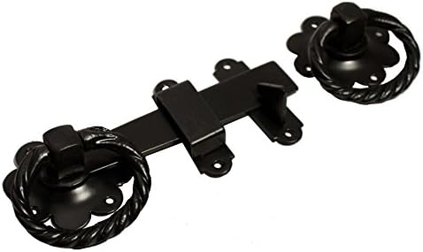 Quality Ironmongery LAT0003AMZ Twisted Ring Gate Latch, Black, 152mm