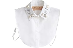 MOTTDAM Detachable Shirt Collar Vintage Elegant Girls’s Women's Fake False Faux Collar Cuff Chiffon Choker Half Shirt Blouse Detachable Necklace (White)