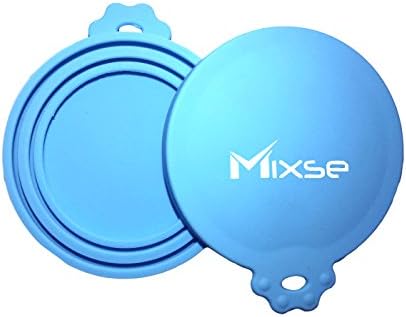 Mixse 2-Pack Universal Silicone Pet Feeding Can Tin Kit, Food Scoop &amp; Covers Blue