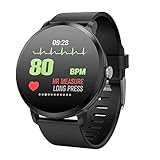 Sport Intelligent Sportuhr,Miya Fitness-Smartwatch Wasserdicht Sportuhr Uhr Intelligente Armbanduhr Fitness und Activity Tracker mit Pulsmesser, Schrittzähler,Blutdruck Für Android iPhone-Schwarz