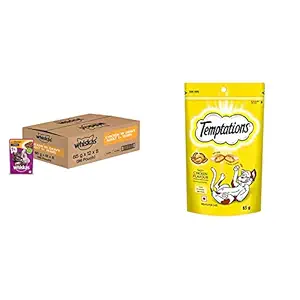 Whiskas Wet Cat Food for Adult Cats (1+Years), Chicken in Gravy Flavour, 96 Pouches (96 x 85g) & Cat Treat, Tasty Chicken Flavour - 85 g