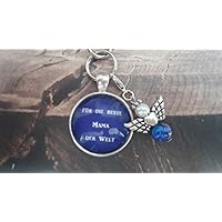 Handmade Schlüsselanhänger, Taschenanhänger Beste Mama, Royal Blau, mit Schutzengel