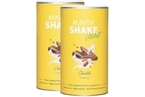 ‎BEAVITA BEAVITA Vitalkost - Chocolate Flavour - 2 x 500 g Powder - Fine Protein Diet Shake - Meal Replacement Enough for 9 Shakes - Chocolate Flavour - Save Calories - Gluten-Free with 209 kcal per Shake