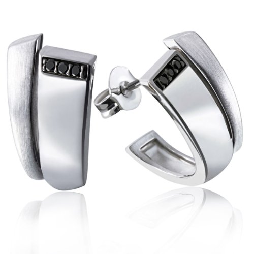 Goldmaid-Damen-Brillanten-Schmuckset-Halskette-Ohrringe-925-Sterlingsilber-schwarze-Diamanten