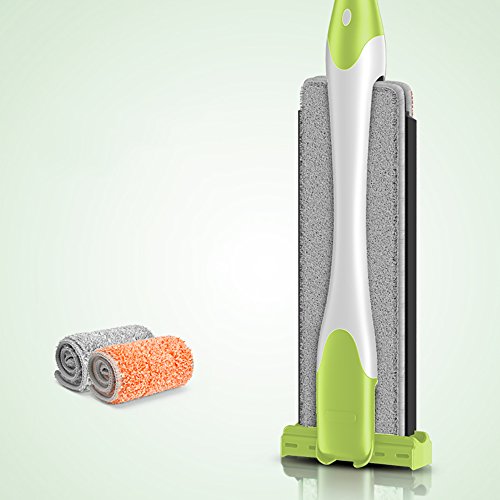 Preisvergleich Produktbild Drehen Doppelseitige Flachmopp / Edelstahl Mikrofaser / Rotierende / Freie Handwäsche / Mit Wischleiste / Sticked Schnalle Typ / Self-Squeeze Wassermopp (3 Farben Optional) scrollen (Farbe : Green)