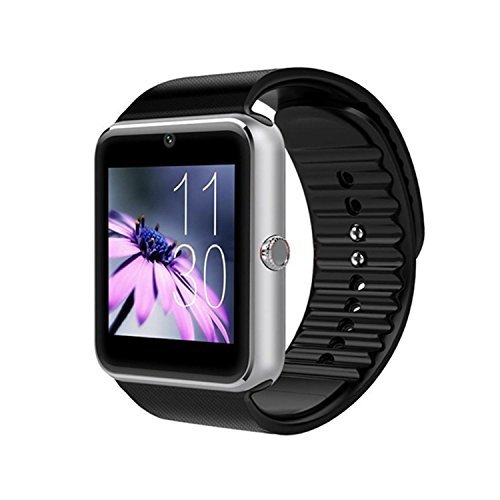 Reloj inteligente Zomtop usable Bluetooth GT08 inteligente Salud Teléfono reloj de pulsera con ranura para tarjeta SIM para Android Samsung HTC LG SONY [funciones completas] IOS iPhone 5/5s/6/ más[funciones parciales](Plata+Negro)