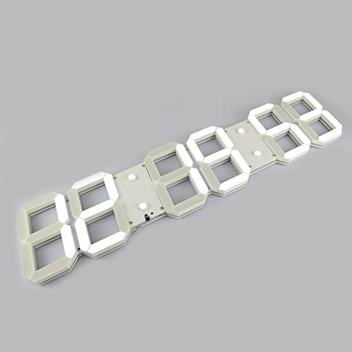 CHKOSDA Fernbedienung Steuern Jumbo Digital LED Wanduhr Plus, Multifunktion LED Uhr, Groß Kalender, Minute Alarm Uhr, Countdown LED Uhr, Groß Thermometer, Still Uhr (Weiß) - 3