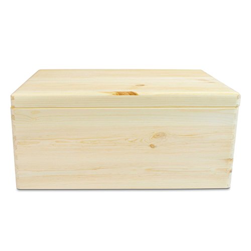 VENKON – Universal Holzkiste mit Deckel für Aufbewahrung – Kiefer naturbelassen unbehandelt – ca. 30 x 20 x 14 cm - 6