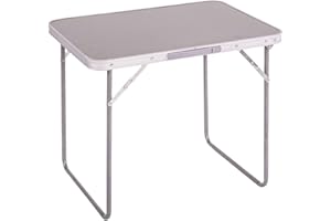 COSHANO Mesa Plegable de Aluminio para Camping Tablero MDF 80x60x70cm Outdoor Picnic Acampada Vacaciones Playa (Gris)