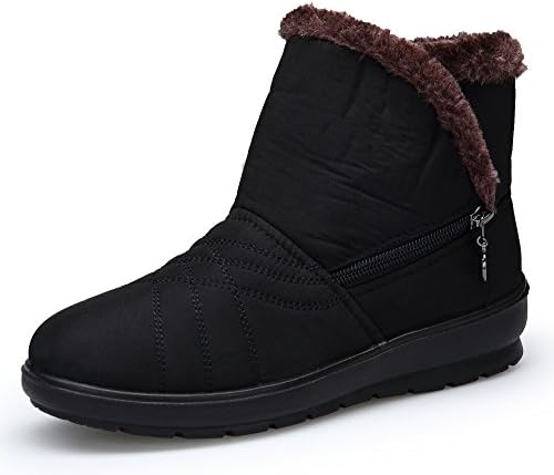 KOUDYEN Women's Fur Winter Snow Anckle Boots Booties Shoes,XZ020-black1-EU35.5