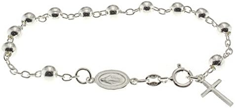 Bracelet Sterling silver 925 rosary with cross and medal of our Lady Miraculous religious woman BR126