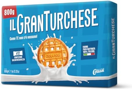 Il GranTurchese - Biscotti Frollini con Buchi, Farina Italiana, Packaging con Carta Certificata FSC da 800g, 12 Confezioni Salvafreschezza