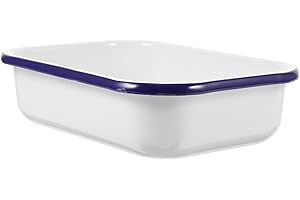 TOPPERFUN Enamel Heat Resistant Baking Tray Thickened Fruit and Food Storage Pan Non Rust Kitchen Oven Dish for Cooking and Household Use