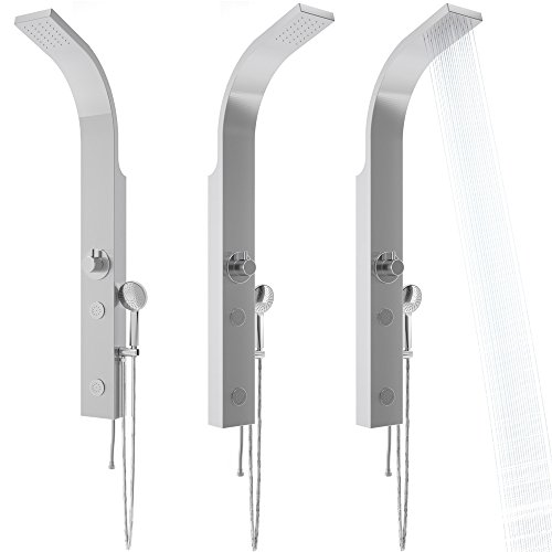 Edelstahl Duschpaneel mit integrierter Kopfbrause zwei Massagedüsen inkl. Handbrause - 2