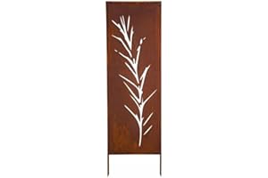 KPGA KAPAGA HOME & GARDEN Kapaga - Paravent Métal - 160 cm x 50 cm - Corten - Effet Rouillé Paravent pour Jardin - Élément de Paravent - Mur de Protection - Décoration de Jardin - Clôture - Rouille (Herbe)