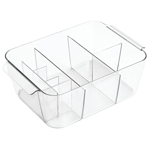 mDesign Schreibtisch Organizer – Farbe: Durchsichtig – Sortierbox mit 8 verschieden großen Fächern und integrierten Griffen – Praktisches Schreibtisch Ordnungssystem für einen aufgeräumten Arbeitsplatz - 7