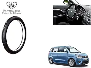 Amazon Brand- Universal Hub Car Steering Wheel Cover (Ultimate Chrome Black) for Maruti Suzuki Wagon R 2019