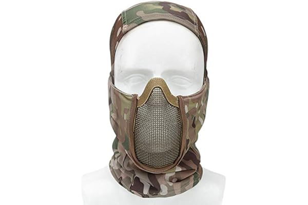 ACEXIER Cagoule Tactique Maille Masque Airsoft Paintball Protection complète du Visage Ninja Style Capot Acier métal Masque Conception Pliable